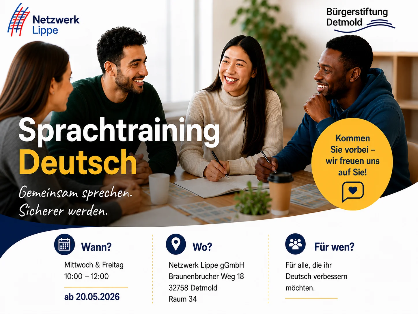 Sprachtraining Deutsch — Gemeinsam sprechen. Sicherer werden.